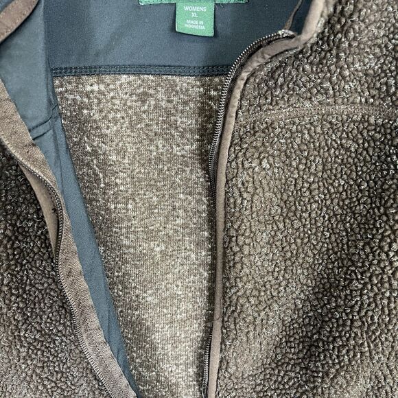 Woolrich Sherpa Fleece Zip Vest Womens XL Dark Toast Heather Brown - Picture 3 of 10